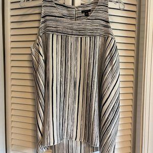 Ann Taylor black & white sleeveless asymmetrical blouse shirt top sz S